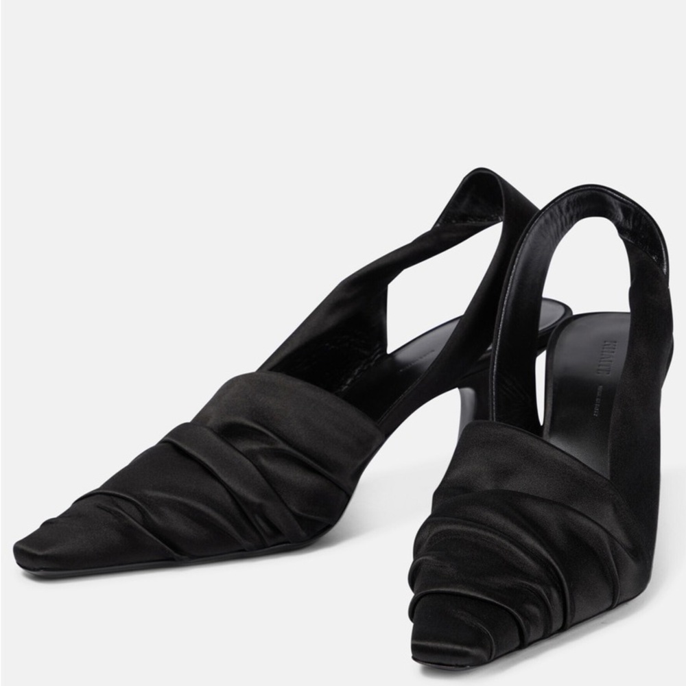 New W/ Box Khaite Water BLACK SATIN
Slingback Pumps HEELS EU 39.5